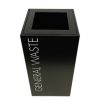 black office recycling bin with white lettering General Waste
