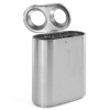 double stainless steel office recycling bin with top open