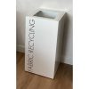 white office recycling bin with black lettering Fabric Recycling