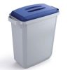 grey office recycling bin with blue top