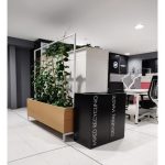 office setting for 2 black office recycling bin with white lettering Mixed Recycling and General Waste