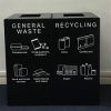 black office recycling bin with General Waste and Recycling pictograms