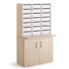 mailroom wood cupboard with 21 steel lockable door pigeon holes