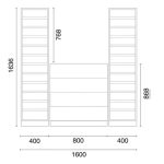 pigeon hole units in white with cupboard in between
