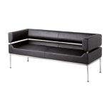 contemporary sofa in black faux leather for receptions