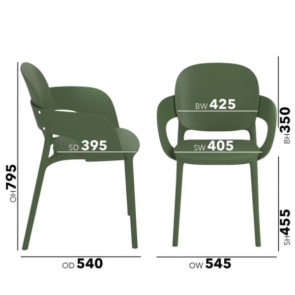 Florence Sustainable Chair With Arms Olive Green - Image 5