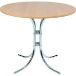 cafe table with beech table top and chrome frame