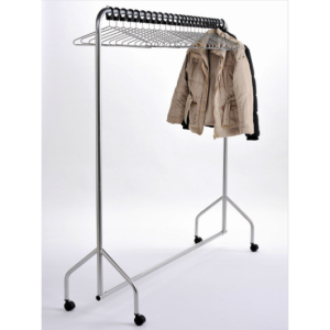 mobile coat rail silver with chrome hanger and coats