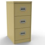 green beige filing unit with 3 drawers