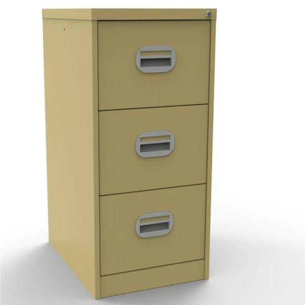 green beige filing unit with 3 drawers