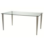 glass desks with clear top and nickel finish legs