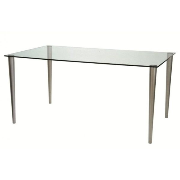 glass desks with clear top and nickel finish legs