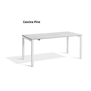 height adjustable desk with cascina pine desk top and white legs