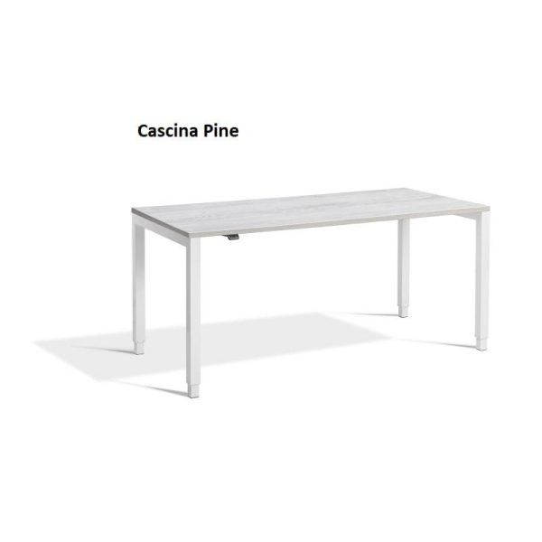 height adjustable desk with cascina pine desk top and white legs
