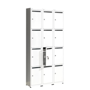 Metal post lockers white with 12 pigeon holes