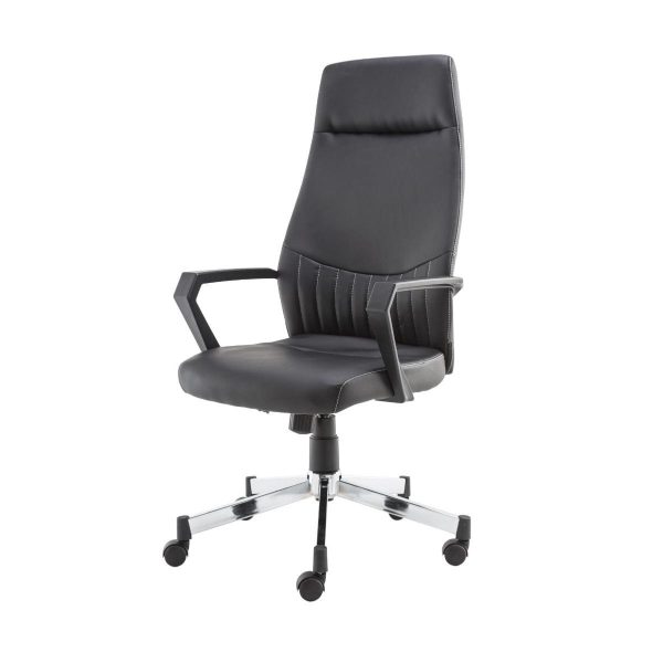 high back black leather office chair