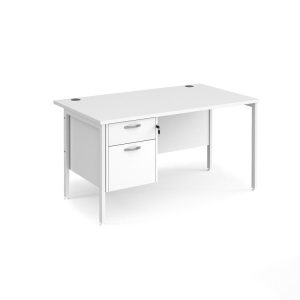 office desk white with 2 drawer pedestal and white leg frame