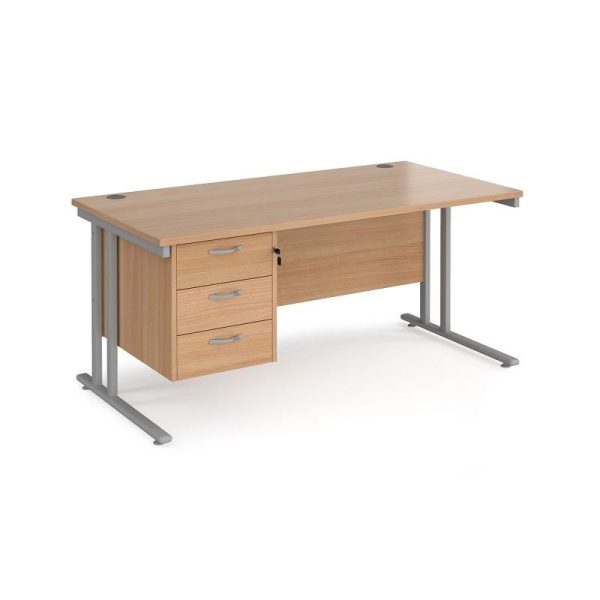 online office furniture in oak with silver leg frame