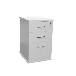 exective desk high pedestal white 3 drawer