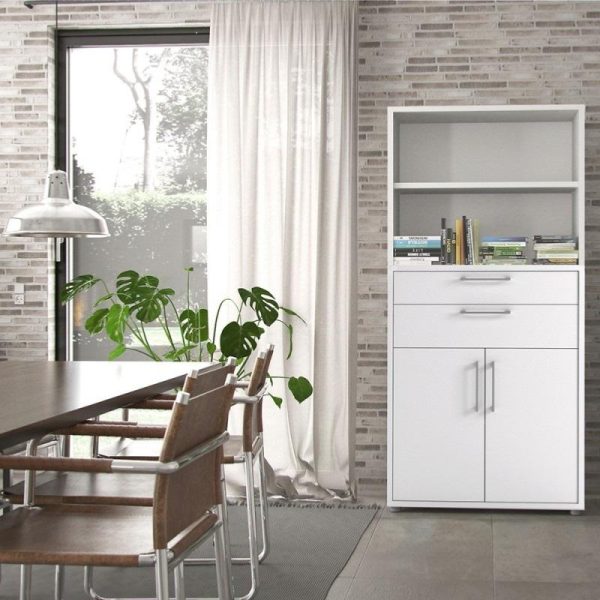 Alexis Office Storage Unit With Cupboard and 2 Drawers And 2 Shelves White - Image 5