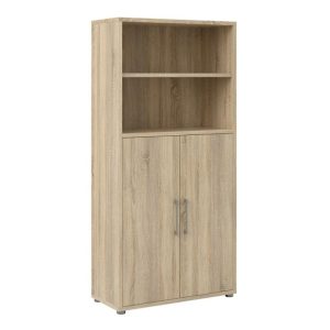 office storage cupboard with doors and shelves oak