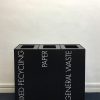 black office recycling bins with white lettering. Mixed Recycling, Paper and General Waste