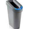 grey office recycling bin with blue Mixed Paper & Card sticker