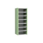 antibacterial pigeon holes with green carcass and grey shelves