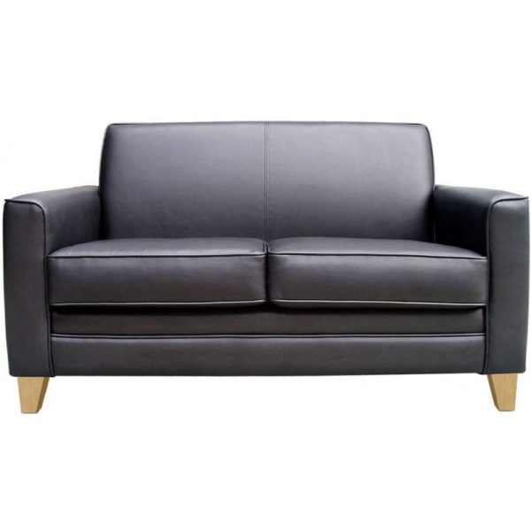 Stirling Reception 2 Seater Sofa Black Leather - Image 2