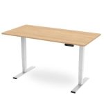 height adjustable desk maple desk top and white leg frame