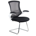 contemporary meeting chair with breathable mesh back and black seat. Chrome frame