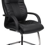 deep cushioned visitor chair in black faux leather with cantilever frame