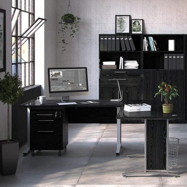 Alexis Office Storage Unit With 1 Shelf and 2 Drawers And 2 File Drawers Black - Image 2