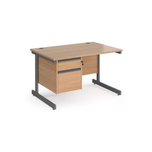 office desks with storage in oak finish and graphite leg frame