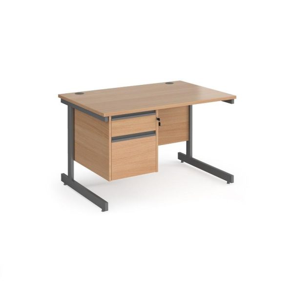 office desks with storage in oak finish and graphite leg frame
