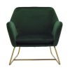 green velvet reception chair with brass frame