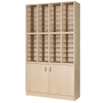 Cupboard top post sorter. Pigeon holes with 48 spaces in oak finish with cupboard