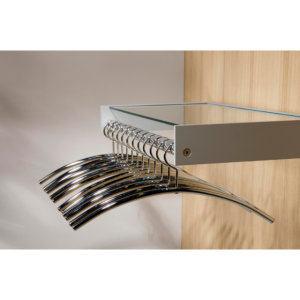 wall mounted coat rail with chrome hangers