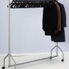 Silver mobile coat rail with black captive hangers