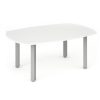 white oval meeting table with silver legs
