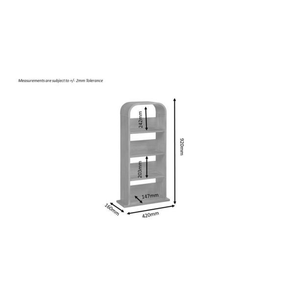 line drawing of curved bookcase