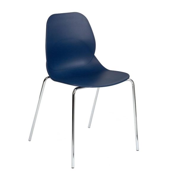 blue cafe chair with chrome frame