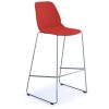 red cafe stool with chrome frame