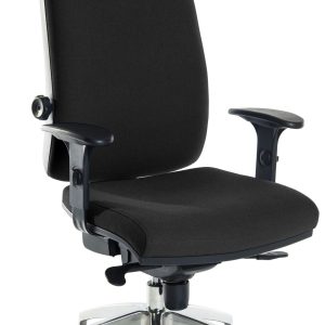 ergonomic office chair in black fabric with chrome 5 star base