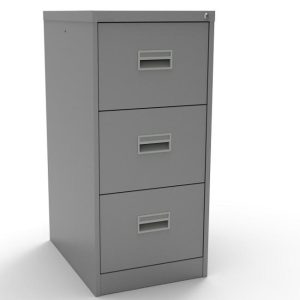 3 drawer office filing cabinet in silver finish