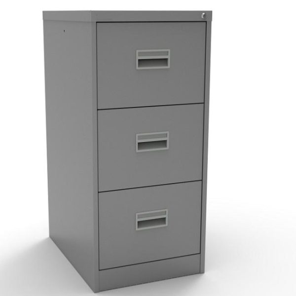 3 drawer office filing cabinet in silver finish
