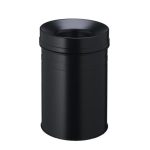 black circular fire safe bin