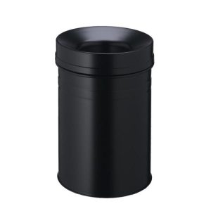 black circular office recycling bin