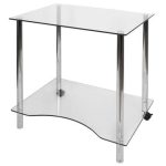 glass computer desk with chrome tubular legs