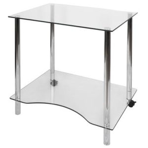 glass computer desk with chrome tubular legs